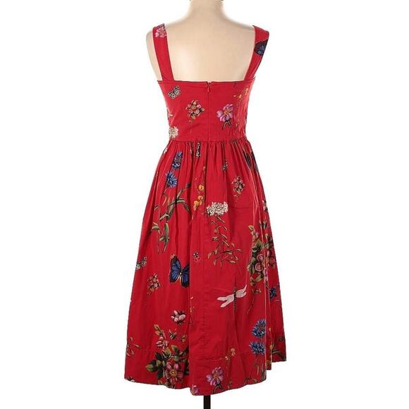 OSCAR DE LA RENTA Scarlett Garden Print Day Dress Midi Butterfly Poplin Floral 2 - Picture 12 of 12